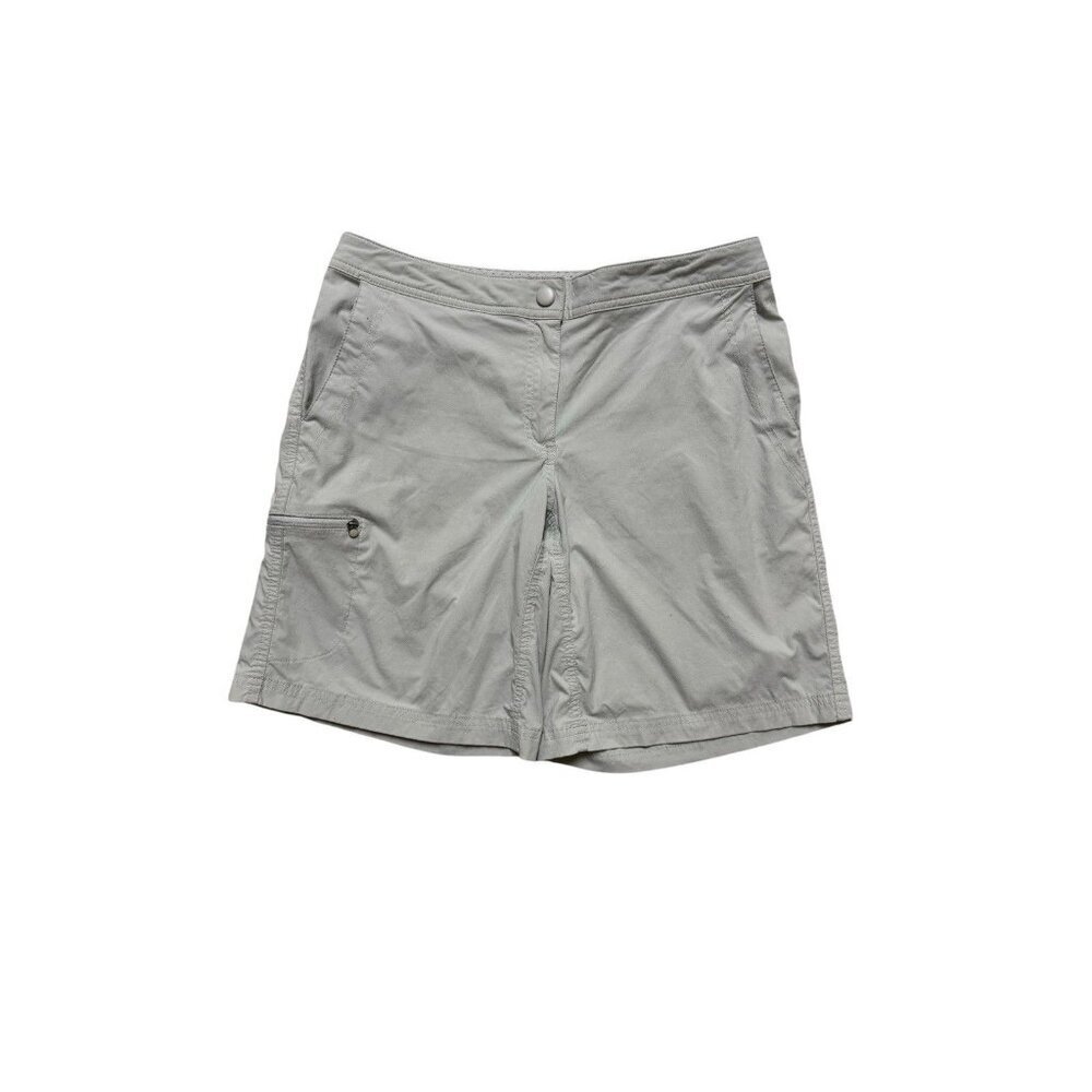 LL Bean Womens Hiking Shorts Size 8 Khaki Nylon Spandex Outdoor 9” Inseam